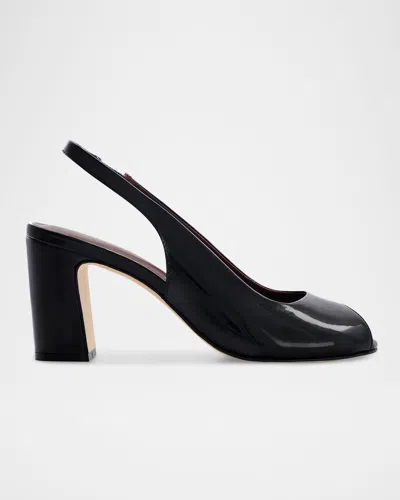 Bernardo Patent Peep-toe Slingback Pumps