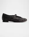 Bernardo Perforated Leather Mary Jane Ballerina Flats