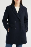 Bernardo Plaid Double Breasted Coat In Blue