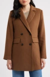 Bernardo Plaid Double Breasted Coat In Brown
