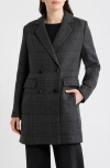 Bernardo Plaid Double Breasted Coat In Gray