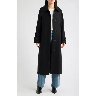 Bernardo Plaid Funnel Neck Coat In Black