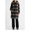 Bernardo Plaid Toggle Coat In Black