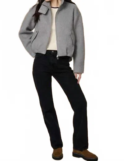 Bernardo Pleated Hem Bomber Jacket In Light Gray In Grey