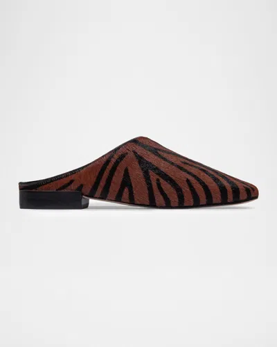 Bernardo Porto Zebra Calf Hair Mules In Red