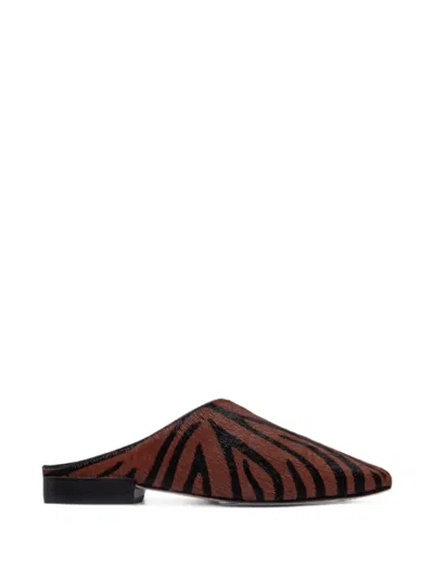 Bernardo Porto Zebra-print Mules In Brown