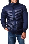 Bernardo Heavyweight Mixed Fabric Puffer Parka Jacket In Navy