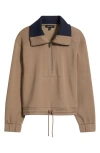 Bernardo Quarter Zip Drawstring Pullover In Brown