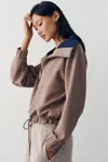 Bernardo Quarter Zip Drawstring Pullover In Gray
