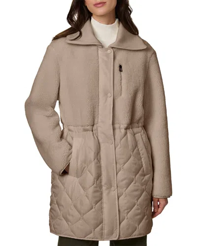 Bernardo Quilted Coat In Neutral