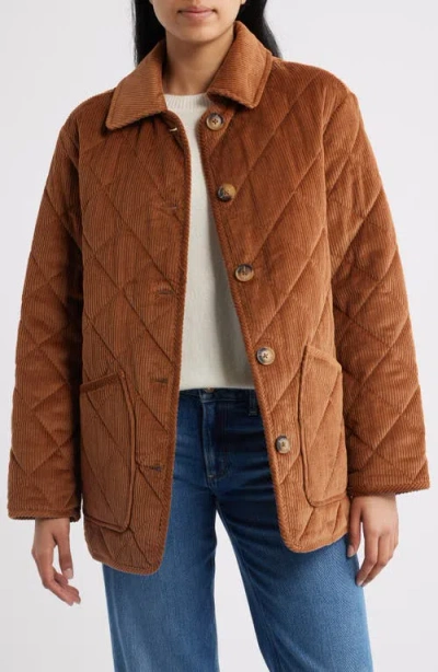 Bernardo Quilted Corduroy Jacket In Brown