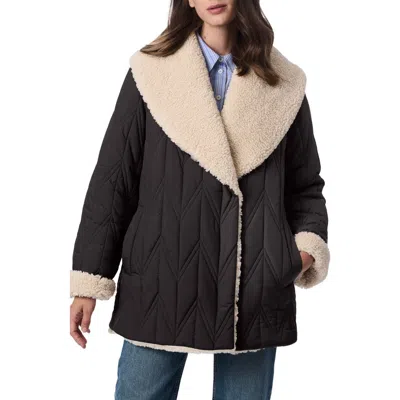 Bernardo Quilted Faux Shearling Lined Jacket In Black