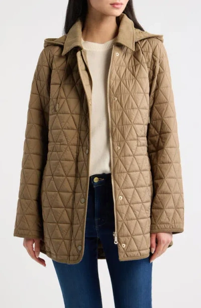 Bernardo Quilted Hooded Jacket In Brown