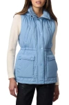 Bernardo Quilted Hooded Recycled Polyester Vest In Aqua Blue