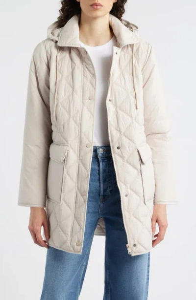 Bernardo Quilted Jacket With Removable Hood In Neutral