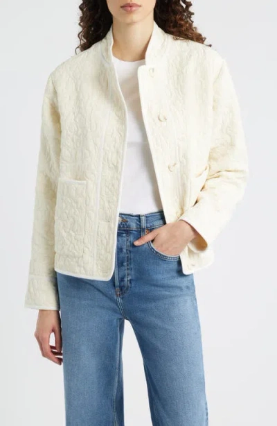 Bernardo Quilted Jacquard Jacket In Neutral