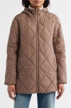 Bernardo Hooded Quilted Liner Jacket In Brown