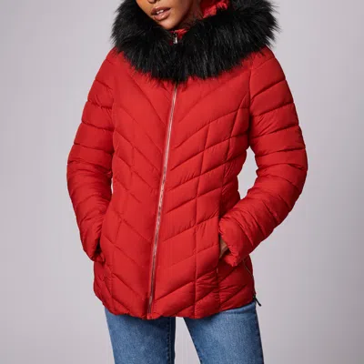 Bernardo Quilted Puffer Jacket In Red