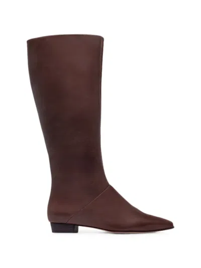 Bernardo Ramona Pointed-toe Leather Knee-high Boots In Brown