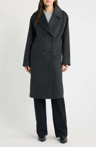 Bernardo Relaxed Double Breasted Coat In Dk Heather Grey
