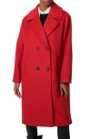 Bernardo Relaxed Double Breasted Coat In Red