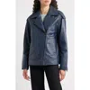 Bernardo Relaxed Moto Leather Jacket In Blue