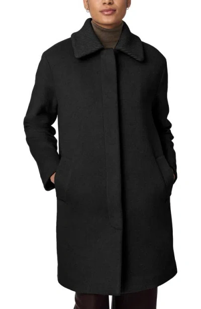 Bernardo Rib Collar Coat In Black