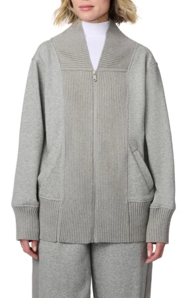 Bernardo Rib Trim Knit Bomber Jacket