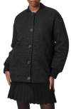 Bernardo Rib Trim Tweed Jacket In Black With Silver