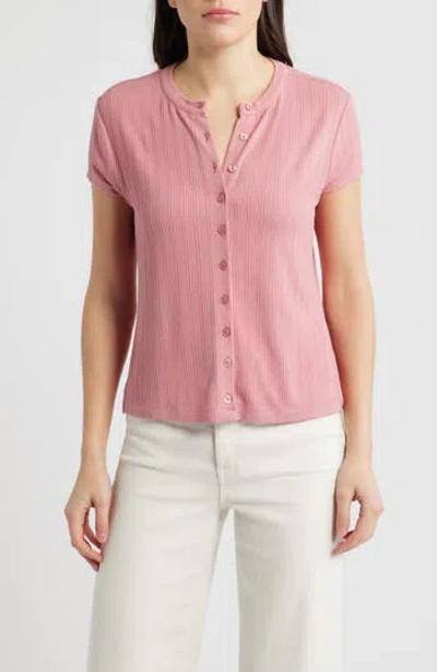 Bernardo Ribbed Buttoned Shirt In Pink