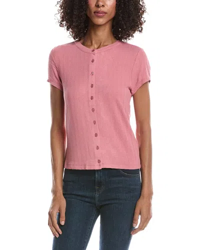 Bernardo Ribbed Buttoned Shirt In Pink