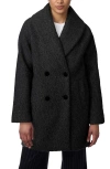 Bernardo Shawl Collar Double Breasted Faux Shearling Coat In Black