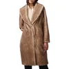 Bernardo Shawl Collar Faux Fur Coat In Tan