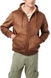Bernardo Faux Suede High Pile Fleece Lined Hooded Jacket In Brown
