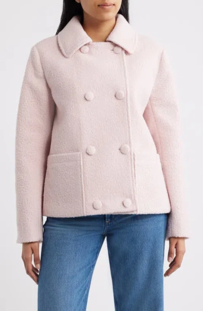Bernardo Short Bouclé Coat In Pink