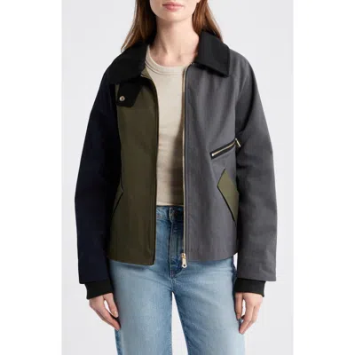 Bernardo Short Colorblock Stretch Rain Jacket In Black