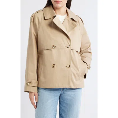 Bernardo Short Cotton Trench Coat In Neutral