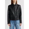 Bernardo Short Croc-embossed Leather Jacket In Black