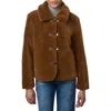 Bernardo Short Faux Shearling Coat In Brown