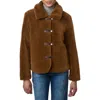 Bernardo Short Faux Shearling Coat In Brown
