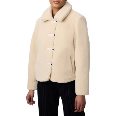 Bernardo Short Faux Shearling Coat In Cream