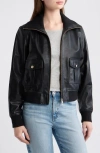 Bernardo Short Leather Jacket In Black