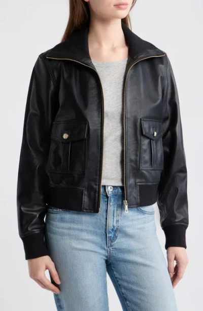 Bernardo Short Leather Jacket In Black