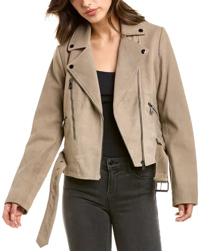 Bernardo Short Leather Jacket In Gray
