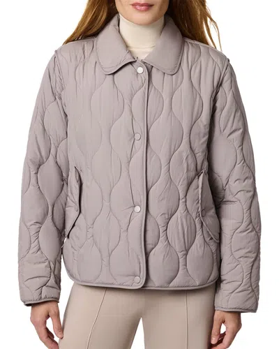 Bernardo Short Quilt Coat In Purple