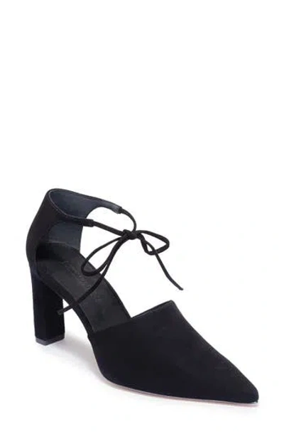 Bernardo Siena Ankle Tie Pointed Toe Pump In Black Suede
