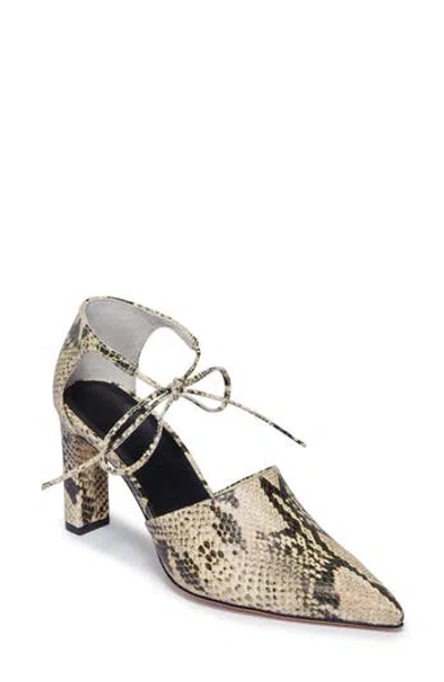 Bernardo Siena Ankle Tie Pointed Toe Pump In Natural Multi Snake Print