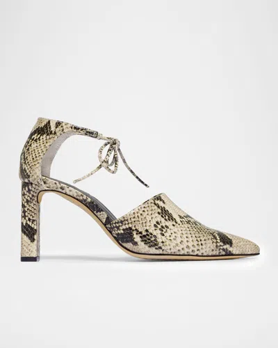 Bernardo Siena Snake-printed Leather Bow-tie Pumps In Animal Print