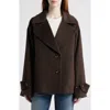 Bernardo Single Breasted Crop Coat In Brown
