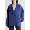 Bernardo Single Breasted Crop Coat In Blue